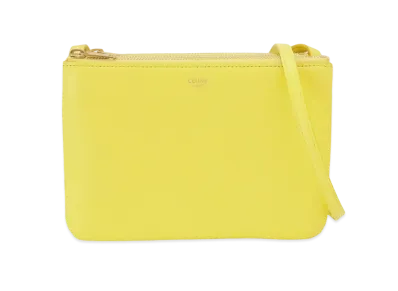 CELINE Trio Shoulder Bag In Smooth Lambskin "Citron"