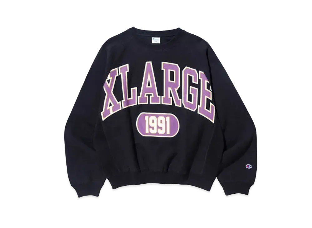 XLARGE x Champion College Raglan Crewneck Sweat "Black"