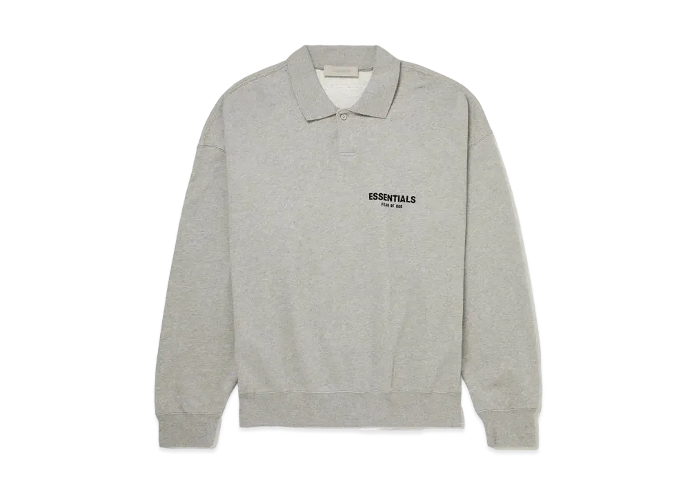 FEAR OF GOD ESSENTIALS Logo Flocked Cotton Jersey Polo Shirt "Dark Oatmeal"