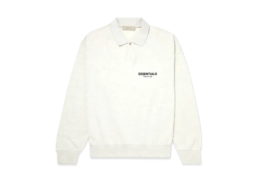 FEAR OF GOD ESSENTIALS Logo Flocked Cotton Jersey Polo Shirt "Light Oatmeal"