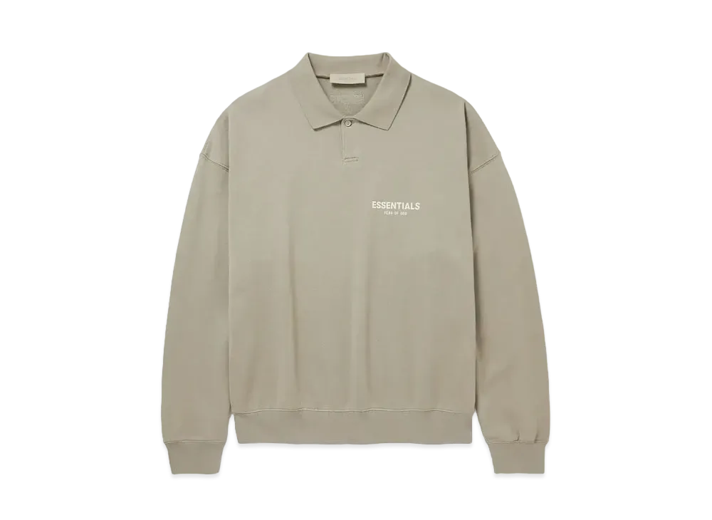 FEAR OF GOD ESSENTIALS Logo Flocked Cotton Jersey Polo Shirt "Desert Taupe"