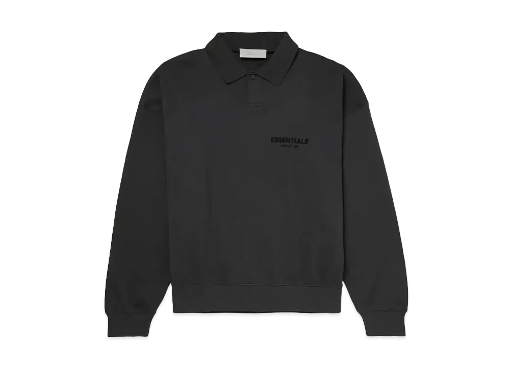 FEAR OF GOD ESSENTIALS Logo Flocked Cotton Jersey Polo Shirt "Stretch Limo"