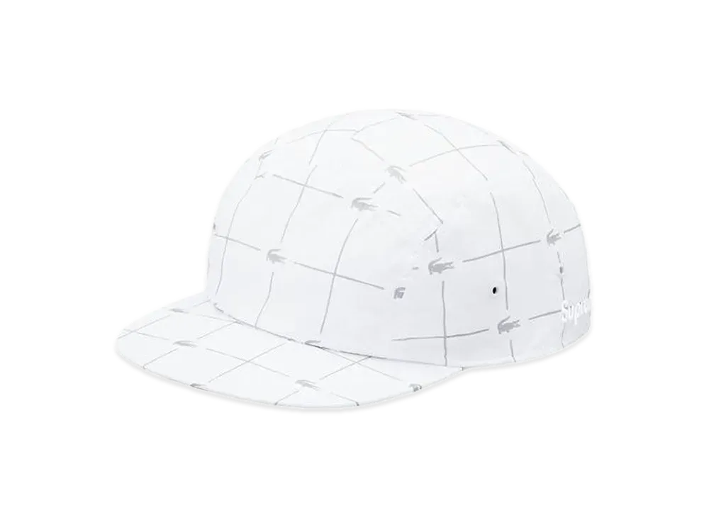 Supreme LACOSTE Reflective Grid Nylon Camp Cap "White"