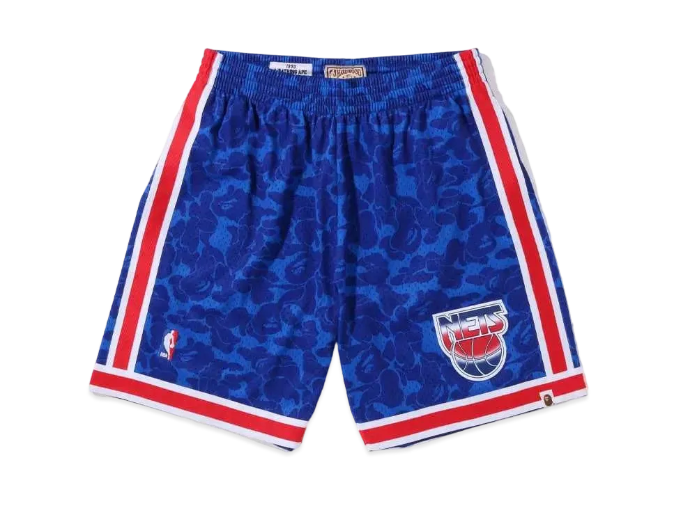 A BATHING APE x Mitchell&Ness x NBA NEW JERSEY NETS Jersey Shorts "Blue"