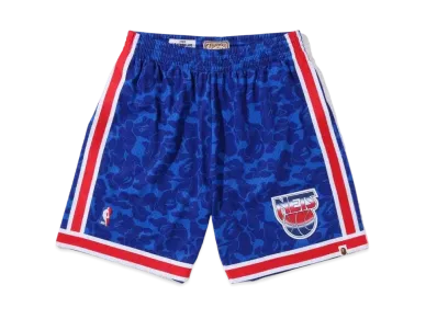 A BATHING APE x Mitchell&Ness x NBA NEW JERSEY NETS Jersey Shorts "Blue"
