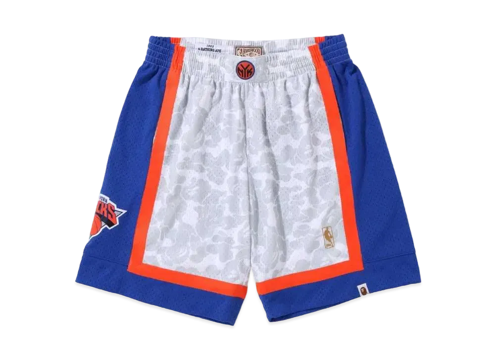 A BATHING APE x Mitchell&Ness x NBA NEW YORK KNICKS Jersey Shorts "White"