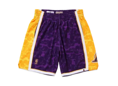 A BATHING APE x Mitchell&Ness x NBA LOS ANGELES LAKERS Jersey Shorts "Purple"