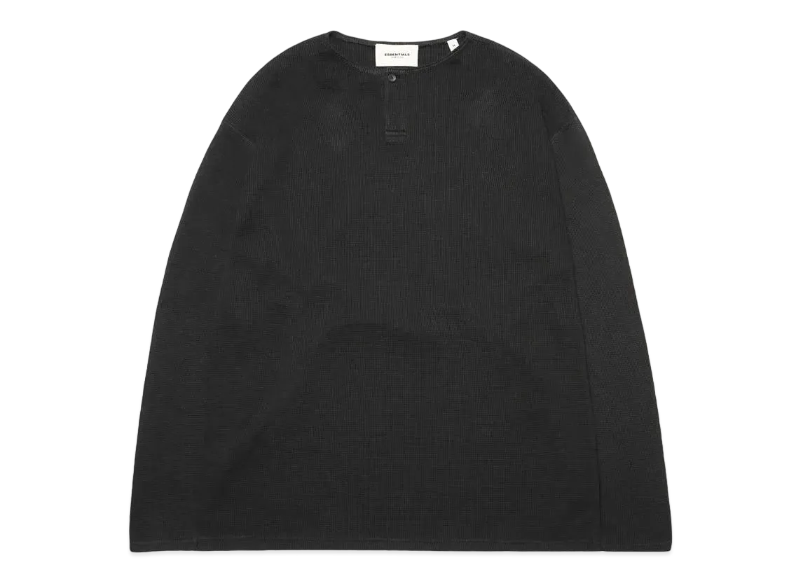 FEAR OF GOD ESSENTIALS Thermal Longsleeve Henley T-Shirt "Black"