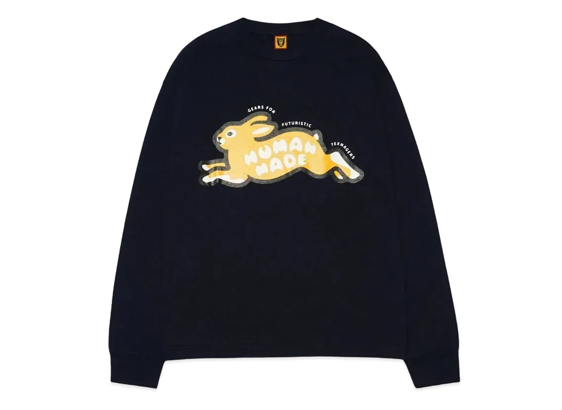 ヒューマン メイド ラビット L/S Tシャツ "ネイビー"
