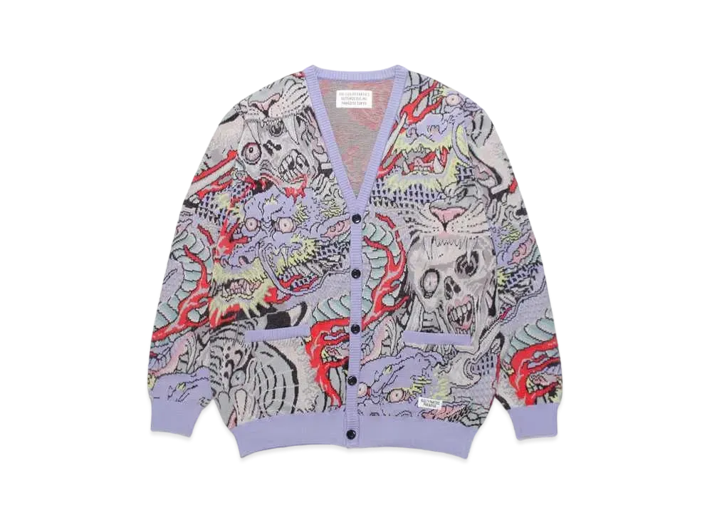 WACKO MARIA TIM LEHI / Jacquard Cardigan "Purple"
