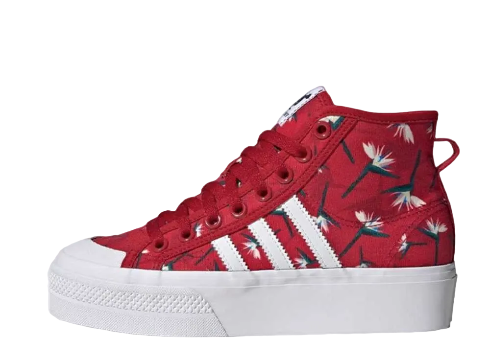 アディダス ウィメンズ ニッツァ プラットフォーム ミッド "パワー レッド/コア ブラック"