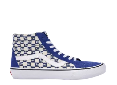 Supreme × Vans Sk8-Hi "Blue Checker Logo"