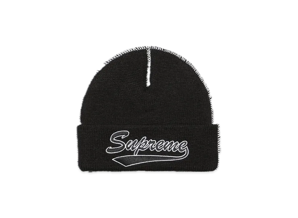 Supreme Contrast Stitch Beanie "Black"
