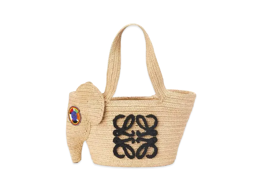 LOEWE Small Elephant Basket Bag In Raffia "Natural"