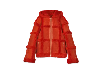PALACE GUCCI Shearling Jacket With Allover GG Embossing "Red"