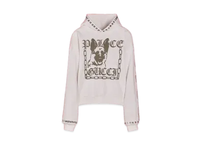 PALACE GUCCI Printed Cotton Jersey Sweatshirt With Studs "Off-White"