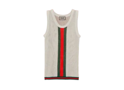 PALACE GUCCI Knit Tank Top With Web Details "Ivory"