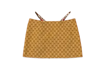 PALACE GUCCI GG-P Canvas Mini Skirt With Lace And Crystal Palace Gucci "Beige"