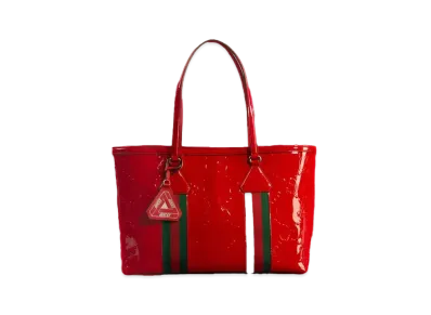 PALACE GUCCI Embossed GG Jumbo Patent Leather Tote Bag "Dark Red"