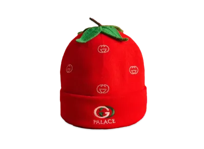 PALACE GUCCI Wool Strawberry Beanie With Studs And Crochet Detail "Red"