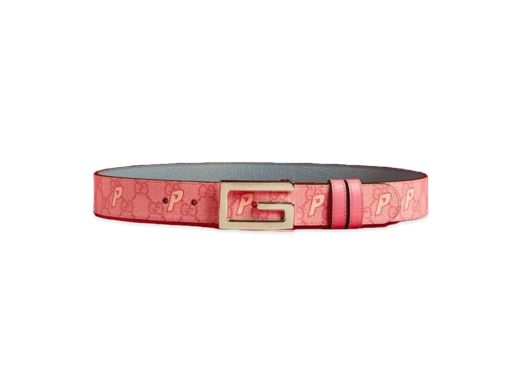 PALACE GUCCI GG-P Supreme Reversible Belt With G Square Buckle "Pale Pink / Pale Blue"