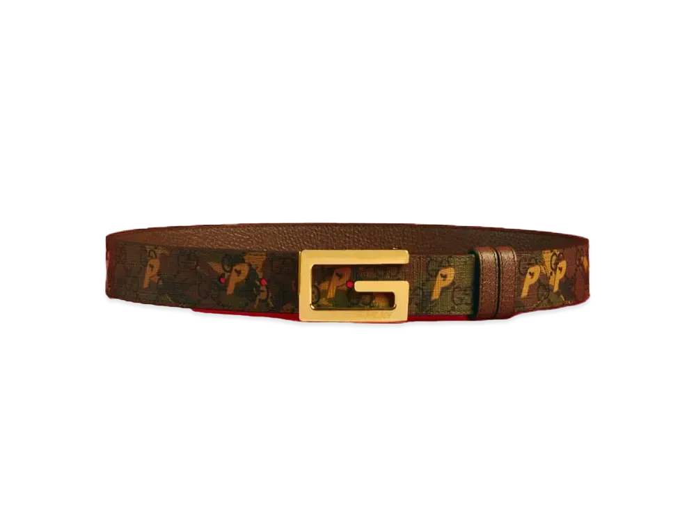 PALACE GUCCI GG-P Supreme Reversible Belt With G Square Buckle "Camouflage / Brown"