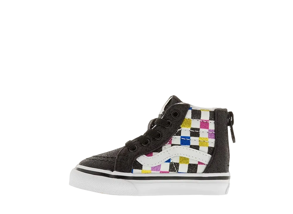バンズ TD スケートハイ ジップ "グリッター チェッカーボード ブラック"(キッズ)