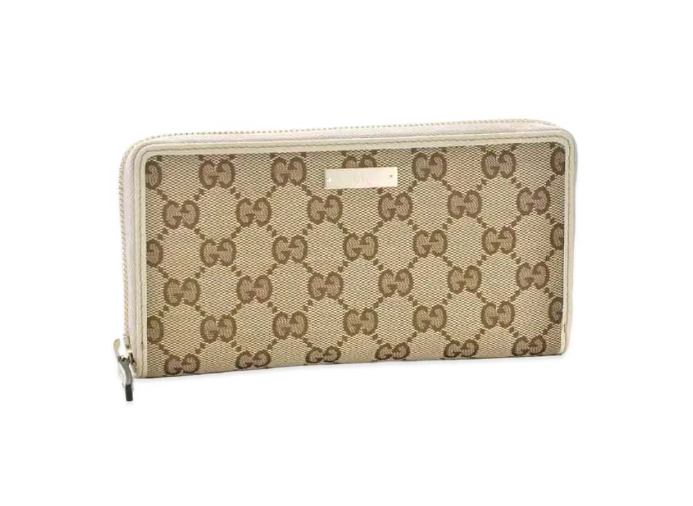 GUCCI GG Canvas Zip Around Wallet "Beige/Ivory"