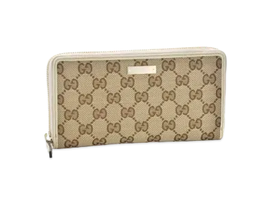 GUCCI GG Canvas Zip Around Wallet "Beige/Ivory"
