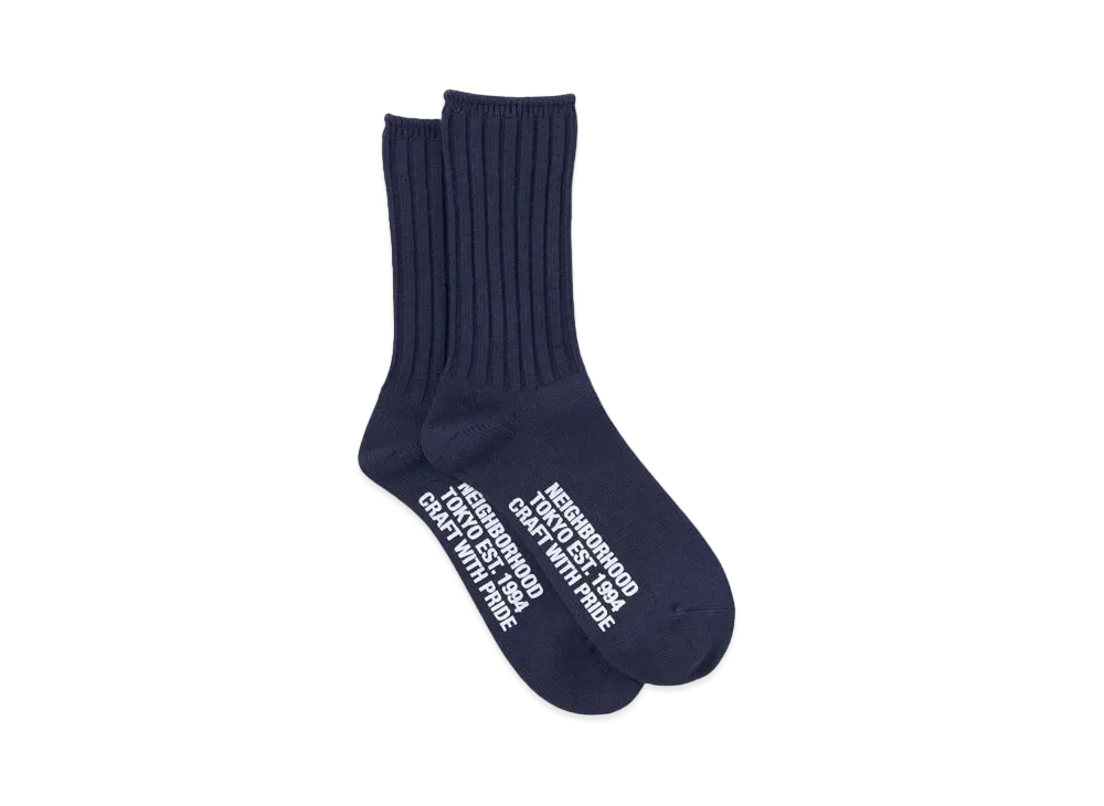 NEIGHBORHOOD Rib Socks . CA "Navy"