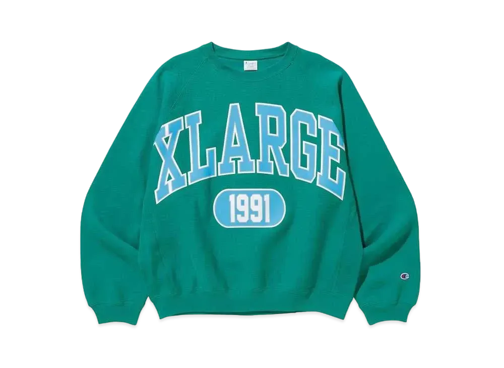 XLARGE x Champion College Raglan Crewneck Sweat "Green"
