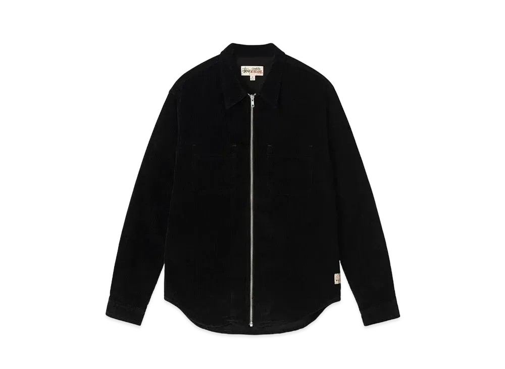 Stussy Wide Wale Cord Zip Shirt "Black"