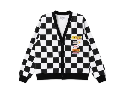 Blackeyepatch Checkered Racing Sweat Cardigan"Multi"