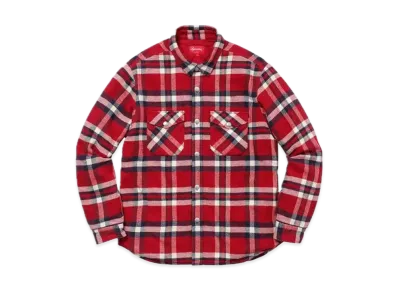 Supreme Quilted Arc Logo Flannel Shirt "Red"