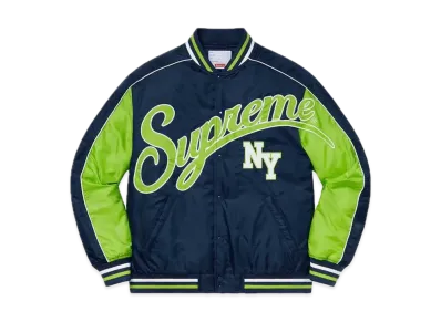 Supreme Contrast Script Varsity Jacket "Navy"