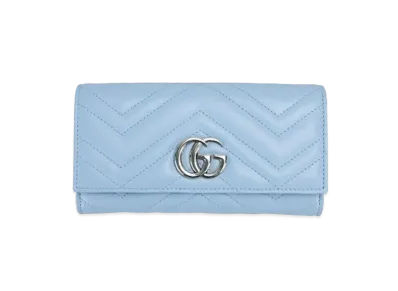 GUCCI GG Marmont Continental Wallet "Light Blue"