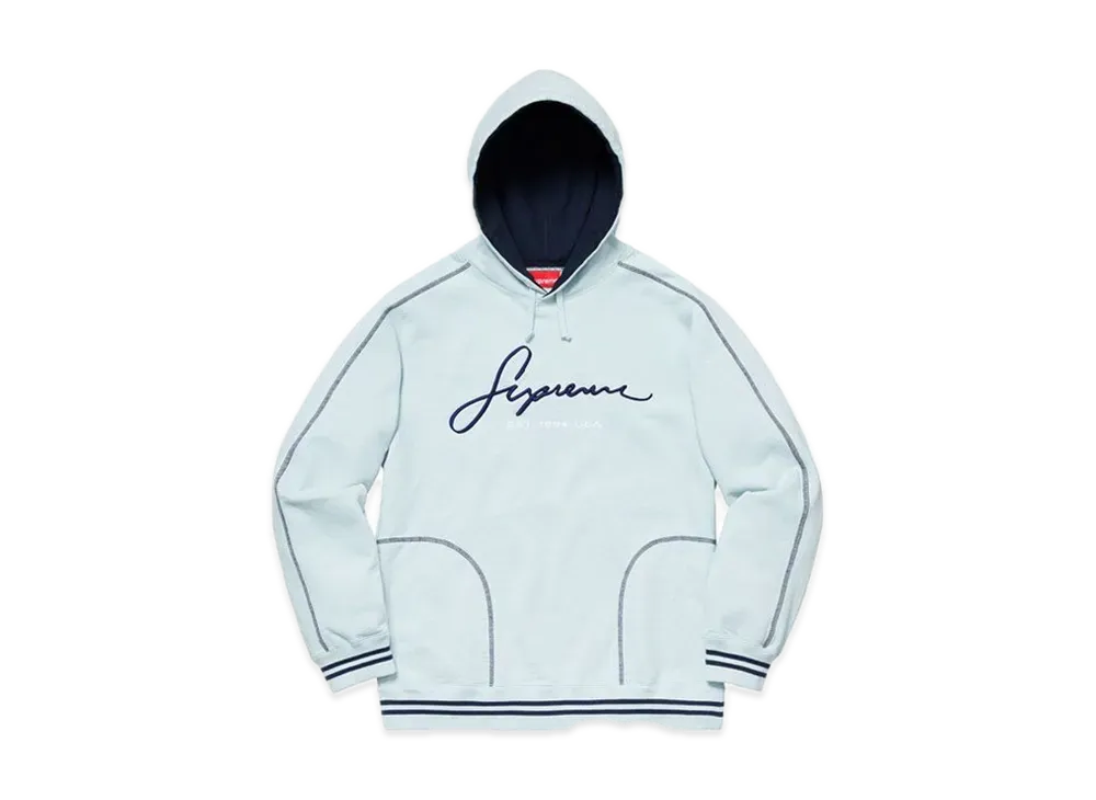 Supreme Contrast Embroidered Hooded Sweatshirt "Ice"