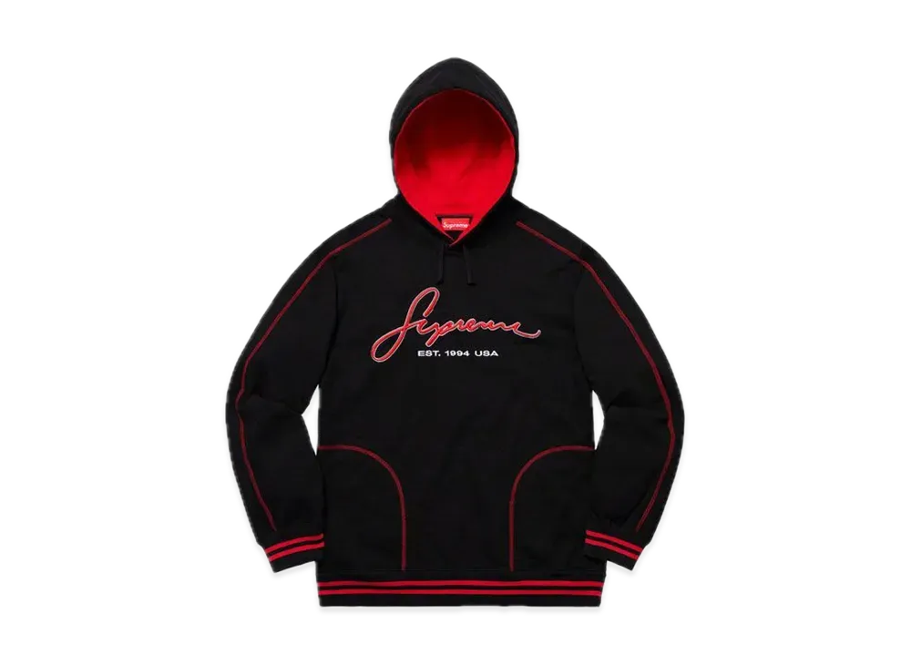 Supreme Contrast Embroidered Hooded Sweatshirt "Black"