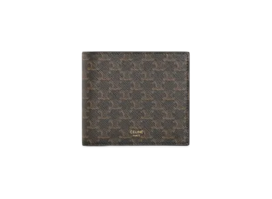 CELINE Bi-fold Wallet With Coin Compartment In Triomphe Canvas "Black"