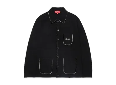 Supreme Contrast Stitch Button Up "Black"