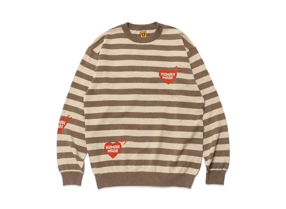 HUMAN MADE STRIPED L/S KNIT SWEATER "Beige"