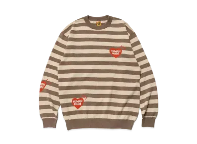 HUMAN MADE STRIPED L/S KNIT SWEATER "Beige"
