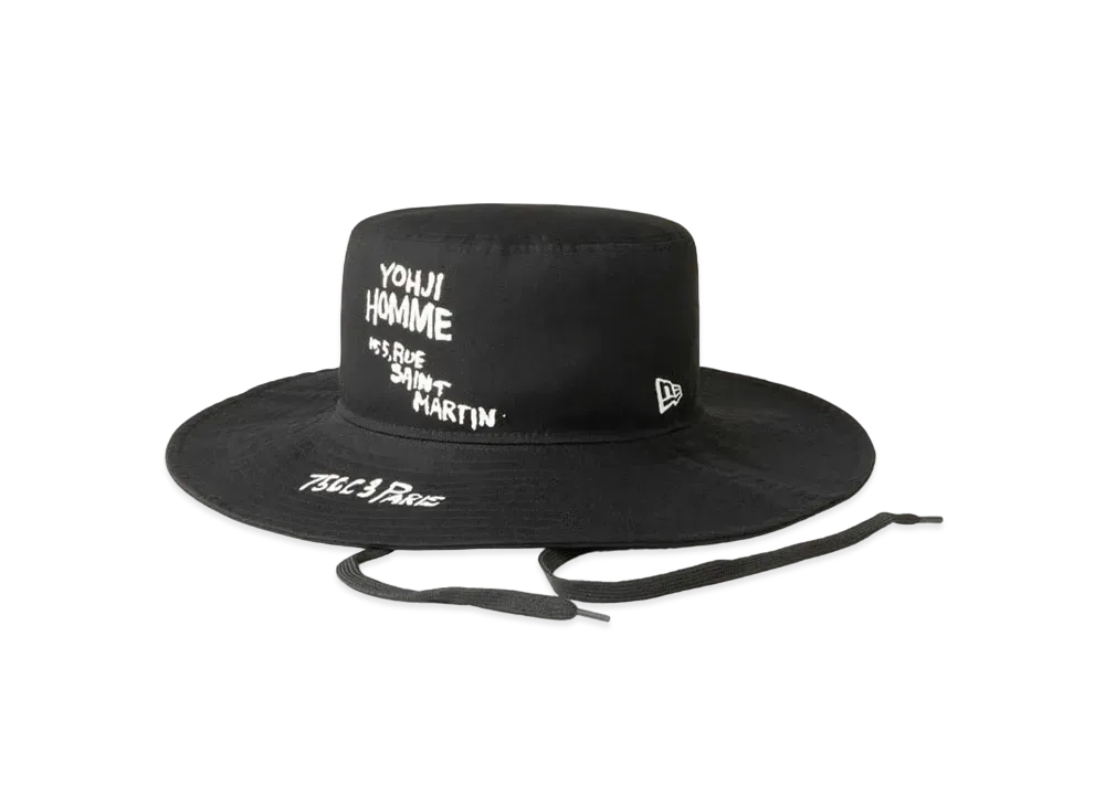 NEW ERA x Yohji Yamamoto Pour Homme FW22 Adventure Wide Brim Hand Paint Logo "Black"