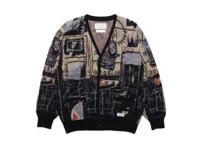 WACKO MARIA Jean-Michel Basquiat / Mohair Knit Jacquard Cardigan "One"