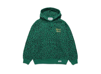 WACKO MARIA Leopard Washed Heavy Weight Pull Over Hooded Sweat Shirt "Green"