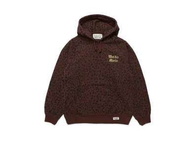 WACKO MARIA Leopard Washed Heavy Weight Pull Over Hooded Sweat Shirt "Brown"