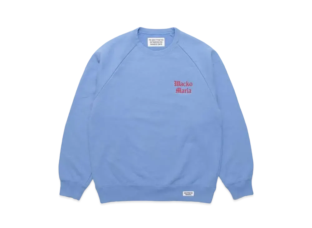 WACKO MARIA Washed Heavy Weight Crew Neck Sweat Shirt "Blue"