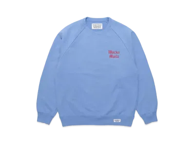 WACKO MARIA Washed Heavy Weight Crew Neck Sweat Shirt "Blue"