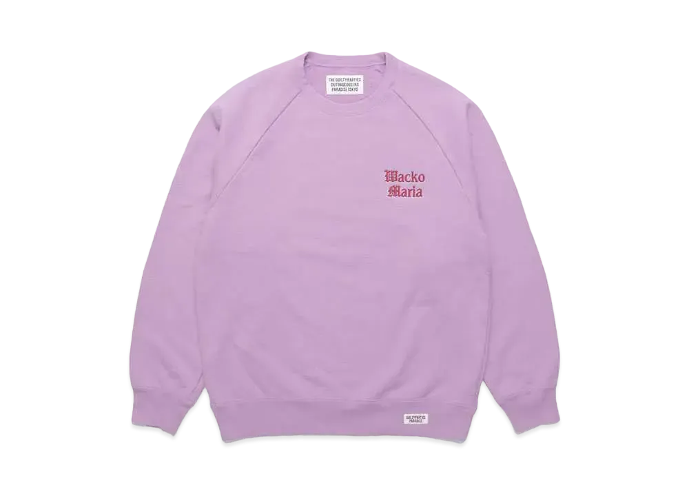 WACKO MARIA Washed Heavy Weight Crew Neck Sweat Shirt "Light Purple"