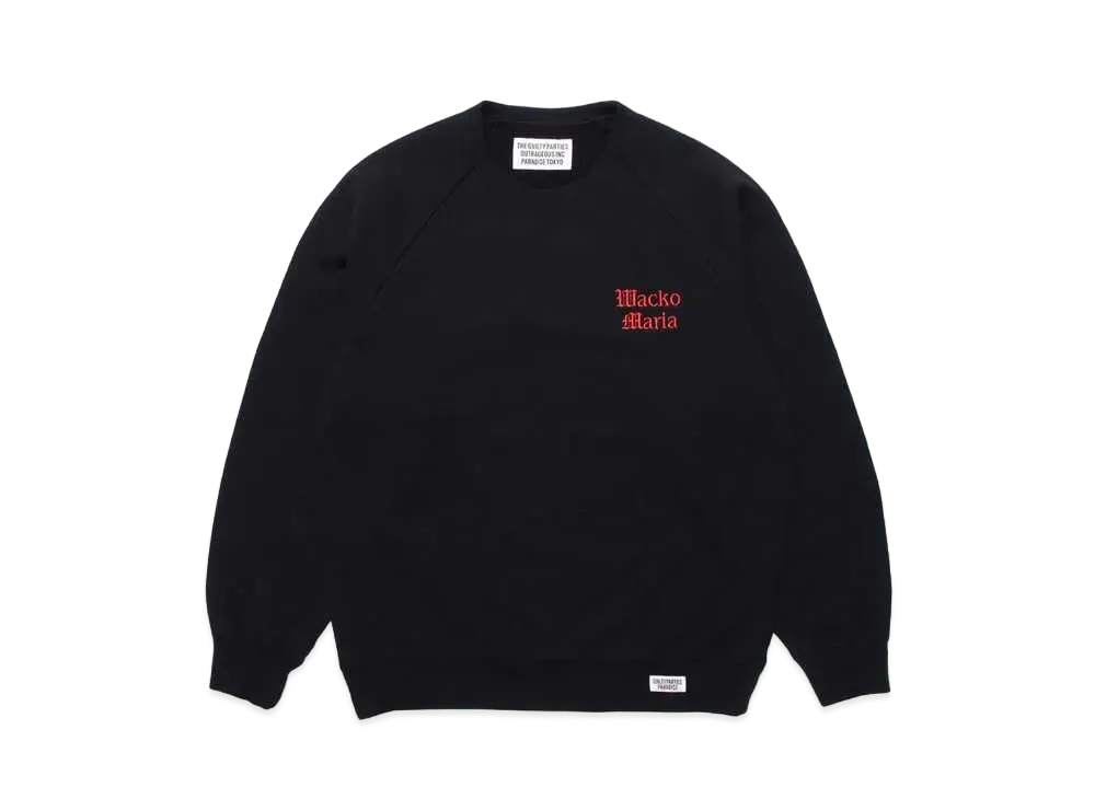 WACKO MARIA Washed Heavy Weight Crew Neck Sweat Shirt "Black"